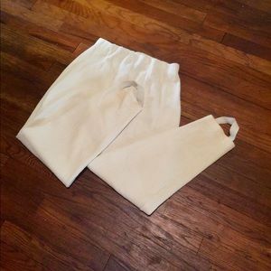 New Lizsport Plush White Corduroy Stirrup Pants